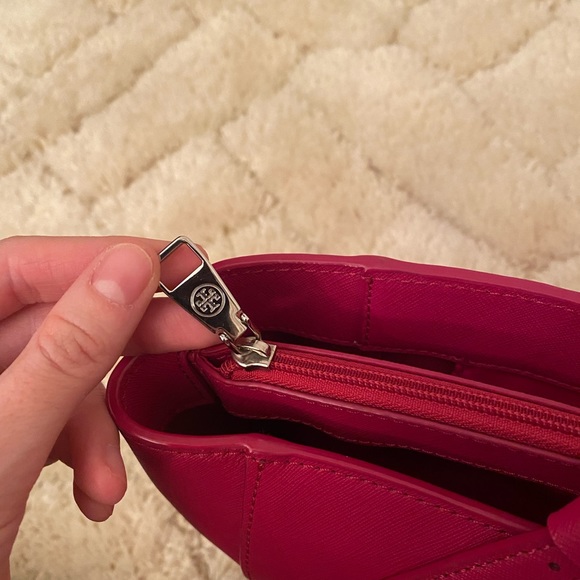 Tory Burch Emerson Large Hot Pink Saffiano Leather Buckle Tote - Picture 13 of 16